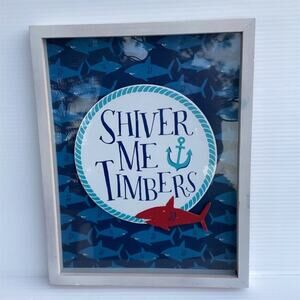 Pillowfort Shark Wall Art "Shiver Me Timbers" Nautical Kids‎ Decor